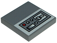 Tile 2 x 2 with SW Jedi Starfighter Control Panel with Buttons on Light Bluish Gray Background Pattern Model Right Side (Sticker) - Sets 7256 / 7283