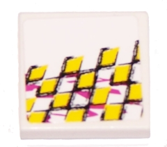 Tile 2 x 2 with Yellow Checkered Racing Pattern Model Left Side (Sticker) - Set 8131