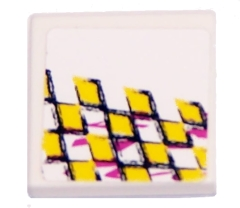 Tile 2 x 2 with Yellow Checkered Racing Pattern Model Right Side (Sticker) - Set 8131