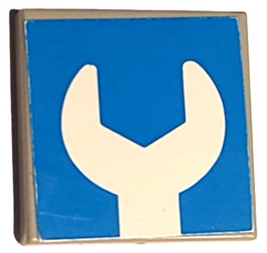 Tile 2 x 2 with White Wrench Head on Blue Background Pattern (Sticker) - Set 6378