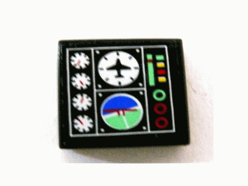Tile 2 x 2 with Gauges and Airplane and Horizon Screen Pattern (Sticker) - Set 8412