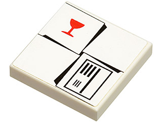Tile 2 x 2 with Parcel White with Red Fragile Goblet Pattern (Sticker) - Set 7734