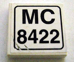 Tile 2 x 2 with 'MC 8422' Pattern (Sticker) - Set 8422