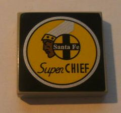 Tile 2 x 2 with Santa Fe Super Chief Logo Pattern (Sticker) - Set 10022/10025