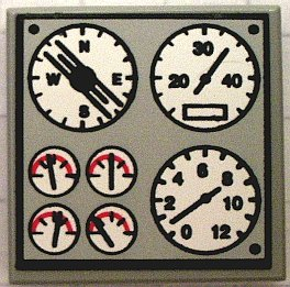 Tile 2 x 2 with Ship Controls Pattern (Sticker) - Set 8839