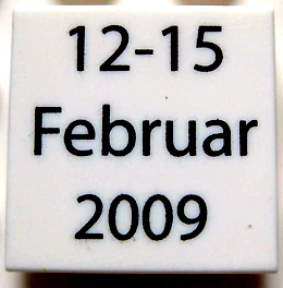 Tile 2 x 2 with Black '12-15 Februar 2009' Pattern