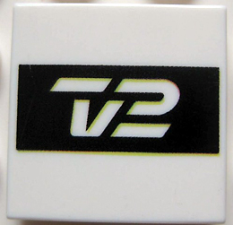 Tile 2 x 2 with Stylized 'TV2' on Black Background Pattern