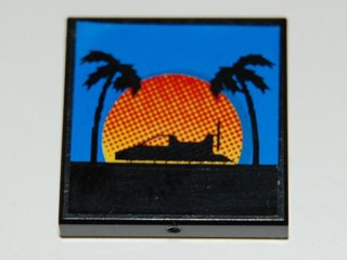 Tile 2 x 2 with Hovercraft Sunset Pattern (Sticker) - Set 8485