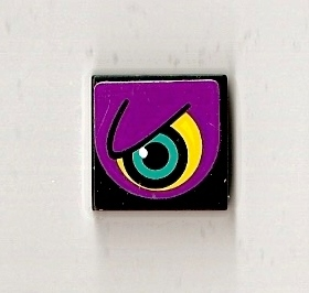Tile 2 x 2 with Purple Eye Left Pattern (Sticker) - Set 8257