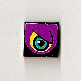 Tile 2 x 2 with Purple Eye Right Pattern (Sticker) - Set 8257