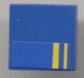 Tile 2 x 2 with 2 Half Yellow Stripes Pattern (Sticker) - Set 8124