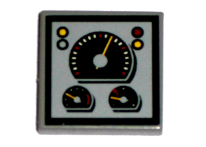Tile 2 x 2 with Speedometer and Gauges Pattern (Sticker) - Set 8280