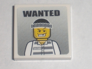 Tile 2 x 2 with 'WANTED' Prisoner 50380 Poster Pattern (Sticker) - Set 7744