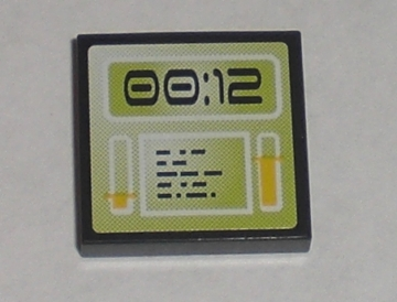 Tile 2 x 2 with Lime Computer Screen with '00:12' Pattern (Sticker) - Set 8971