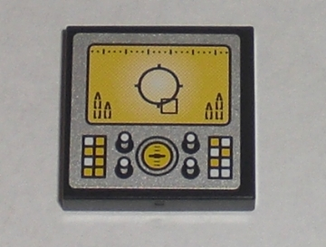 Tile 2 x 2 with Silver Control Panel with Yellow Display Pattern (Sticker) - Set 8971