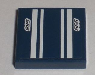 Tile 2 x 2 with White Stripes and '555' Pattern (Sticker) - Set 8194