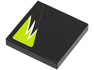 Tile 2 x 2 with Black and Lime Flames Pattern Model Right Side (Sticker) - Set 8119