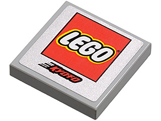 Tile 2 x 2 with Lego Logo and Red 'Kyoto' Pattern (Sticker) - Set 8120