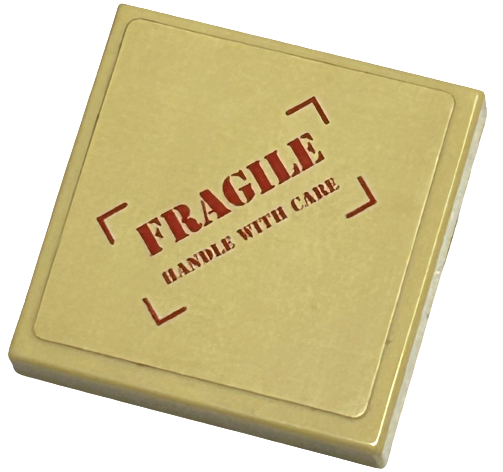 Tile 2 x 2 with 'FRAGILE HANDLE WITH CARE' Pattern (Sticker) - Sets 8196 / 8199