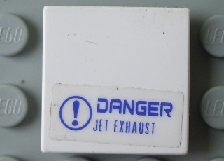 Tile 2 x 2 with 'DANGER JET EXHAUST' Pattern (Sticker) - Set 7700
