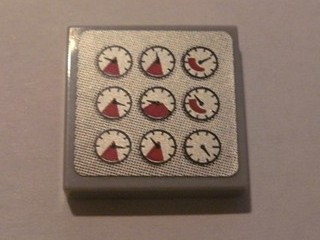 Tile 2 x 2 with 9 Gauges Pattern (Sticker) - Set 8285