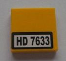 Tile 2 x 2 with Black 'HD 7633' on White Background Pattern (Sticker) - Set 7633