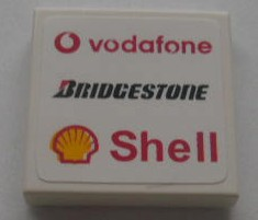 Tile 2 x 2 with New Vodafone, Bridgestone and Shell Logos Pattern (Sticker) - Sets 8672 / 8673