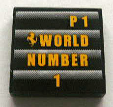 Tile 2 x 2 with Ferrari Logo and 'P1 WORLD NUMBER 1' Pattern (Sticker) - Set 8672