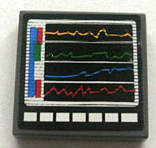 Tile 2 x 2 with Multicolor Graphs on Screen Pattern (Sticker) - Set 8672