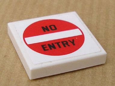 Tile 2 x 2 with 'NO ENTRY' Pattern (Sticker) - Set 8147