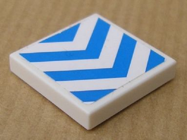 Tile 2 x 2 with Chevron Stripes Blue on White Background Pattern (Sticker) - Set 8147