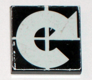 Tile 2 x 2 with Arrow White Curved Clockwise on Black Background Pattern (Sticker) - Set 8094