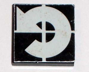 Tile 2 x 2 with Arrow White Curved Counterlockwise on Black Background Pattern (Sticker) - Set 8094