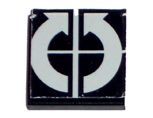 Tile 2 x 2 with White Crossed Lines and Arrows Curved Clockwise, Counterclockwise Pattern (Sticker) - Set 8094