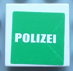 Tile 2 x 2 with White 'POLIZEI' on Green Background Pattern (Sticker) - Set 7236-1