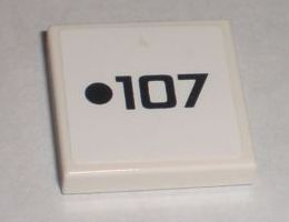 Tile 2 x 2 with Black Dot and '107' Pattern (Sticker) - Set 8211