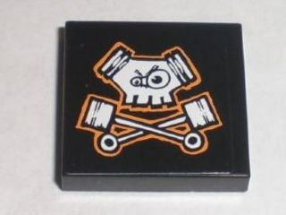 Tile 2 x 2 with Pistons Skull Pattern (Sticker) - Set 8211