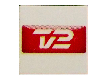 Tile 2 x 2 with Stylized 'TV2' on Red Background Pattern