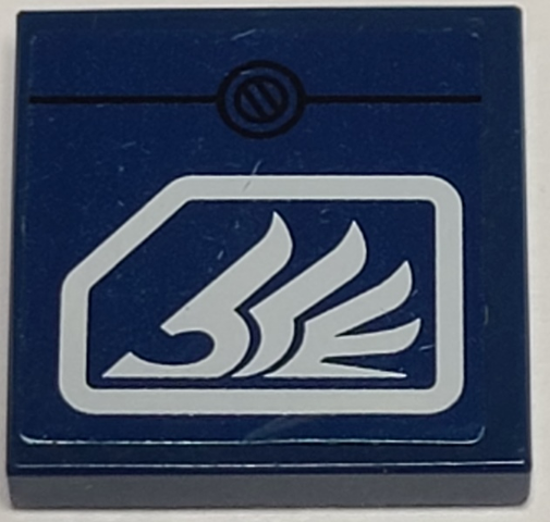 Tile 2 x 2 with White Quad Wing on Dark Blue Background Pattern (Sticker) - Set 8103