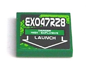 Tile 2 x 2 with 'EXO47R28' and 'LAUNCH' Pattern (Sticker) - Set 8114