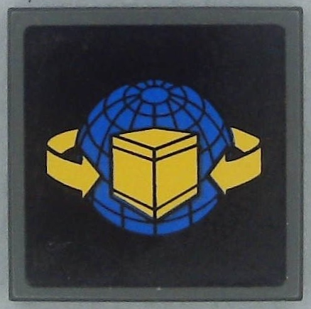 Tile 2 x 2 with Box and Arrows and Globe on Black Background Pattern (Sticker) - Set 7992