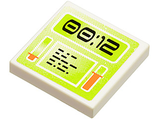 Tile 2 x 2 with Lime Screen with '00:12' Pattern (Sticker) - Set 8637