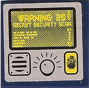 Tile 2 x 2 with Yellow Screen, 'SECRET SECURITY SCAN', and Fingerprint Scanner Pattern (Sticker) - Set 8969
