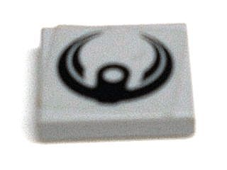 Tile 2 x 2 with Black Crescent Pattern (Sticker) - Set 7709