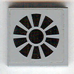 Tile 2 x 2 with Black Fan Pattern (Sticker) - Set 7709