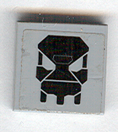 Tile 2 x 2 with Black Exo-Force Skull Pattern (Sticker) - Set 7709