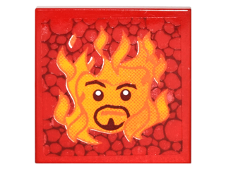 Tile 2 x 2 with Sirius Black's Face in Flames Pattern (Sticker) - Set 4842
