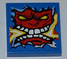 Tile 2 x 2 with Angry Red Face with Electric Spark in Mouth Pattern (Sticker) - Set 8303