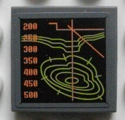 Tile 2 x 2 with Screen with Terrain Map and Height Levels Pattern (Sticker) - Set 8959