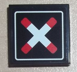 Tile 2 x 2 with Crossed Bars (Train Crossing) Pattern (Sticker)